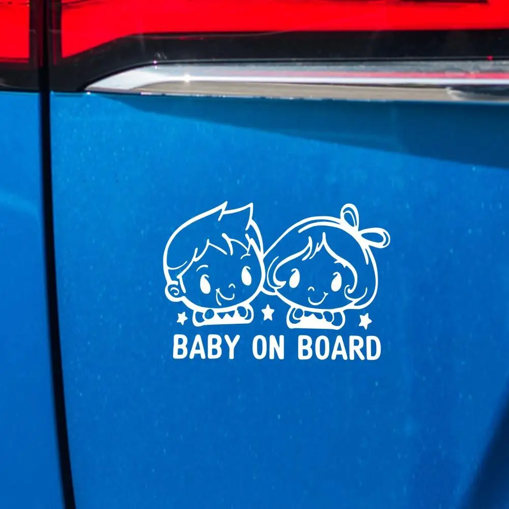 3D sticker BABY IN CAR on board sticker silver blue emblem boy car 