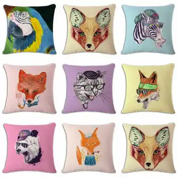 

Animal Fox Pattern Cotton Linen Pillowcase for Home Office Sofa Seat Decor Textile Throw Printed Pillow Cover