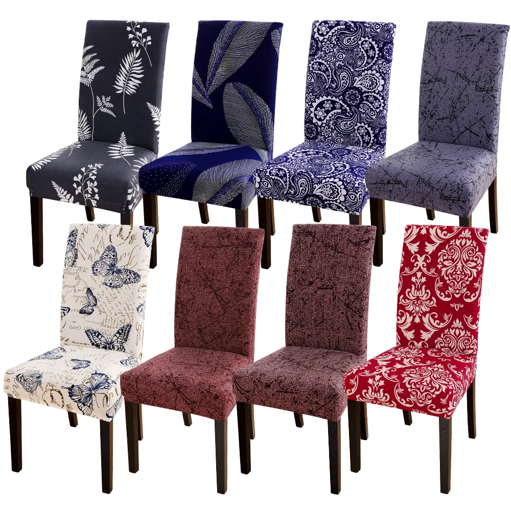 Black Flower Printed Chair Cover Anti dirty Seat Covers Kitchen