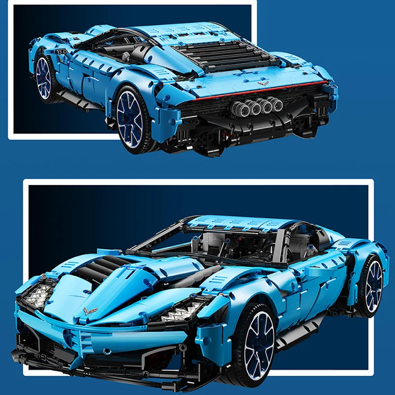 Technic MOC Chevrolets Corvettes Grand Sport Il Toro Azzurro Fit Lepining 31189 строительные блоки для автомобилей