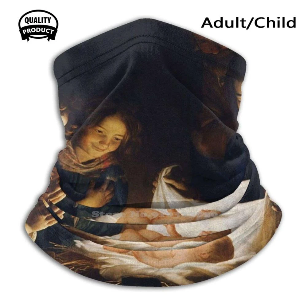 Adoration Of Christ Child Cycling Skiing Hiking Camping Sport Scarf Adorazione Del Bambino Adoration Christ Child Shepherd mens infinity scarf