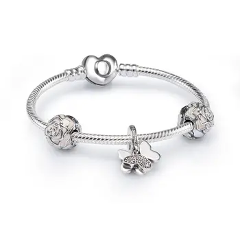 

NEW 925 Sterling Silver FLUTTERING BUTTERFLY CHARM BRACELET SET fit DIY Original charm Bracelets jewelry A set of prices