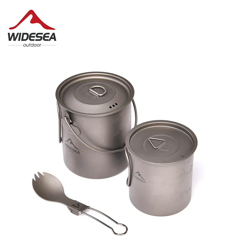 

Widesea Ultra-light Titanium Camping Cookware Set Outdoor Kitchen Tableware Trekking Hanging Pot Cup Mug Spoon Cauldron Tourism