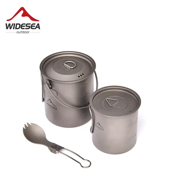 

Widesea Ultra-light Titanium Camping Cookware Set Outdoor Kitchen Tableware Trekking Hanging Pot Cup Mug Spoon Cauldron Tourism