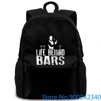 

Life Behind Bars Bartender Booze Alcohol Birthday Male Pre- women men backpack laptop travel school adult student