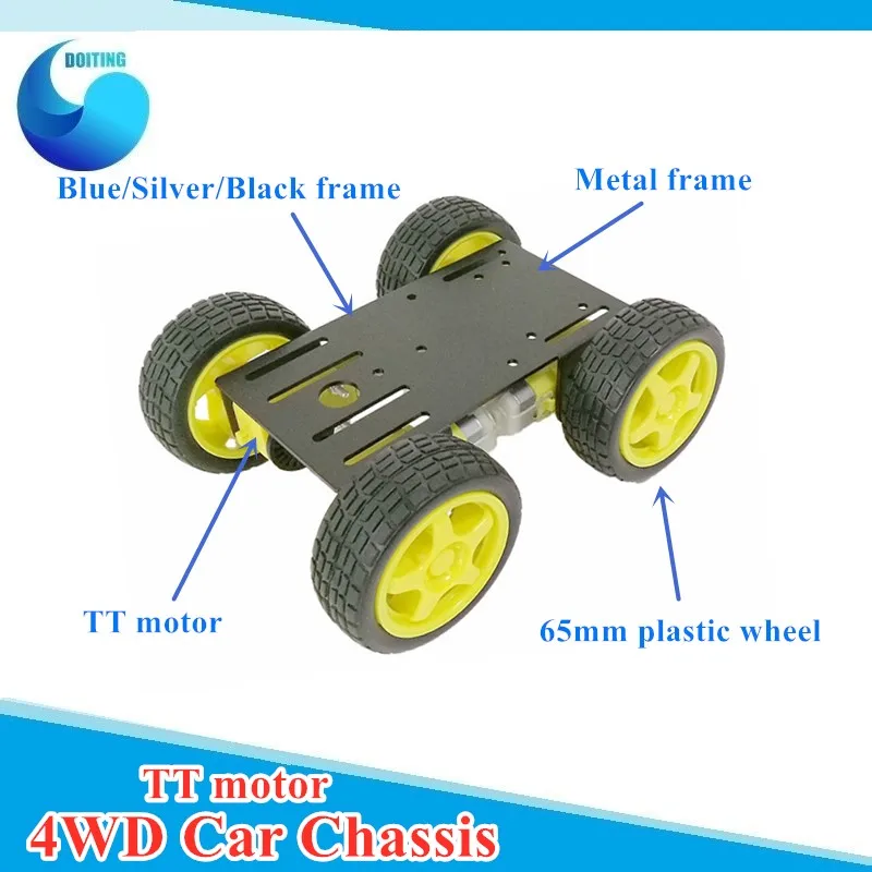 New Arrival 4WD Car Chassis Metal Robot C101 with Four TT Motor Wheel for Arduino Uno R3 DIY Maker Eduational Teaching Kit | Игрушки и