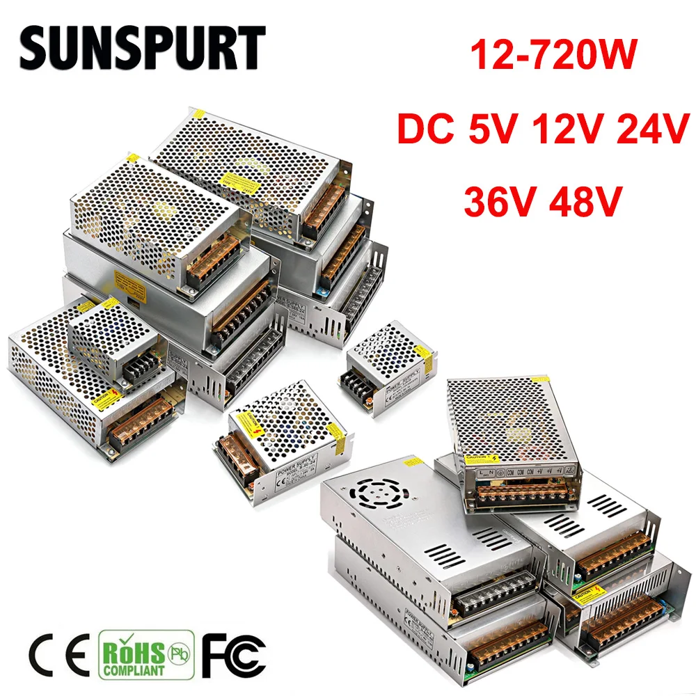 Switching Power Supply AC110V 220V IN DC 5V 12V 24V 48V Adapter 1A 3A 5A 10A 15A 20A 30A LED Lighting Transformer Driver | Освещение