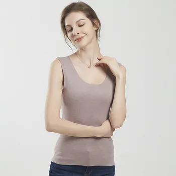 

2020 Autumn Winter New Seaweed Antibacterial Silk Seamless Vest Women U-neck Slim Stretch Thermal Underwear Ropa Termica Mujer