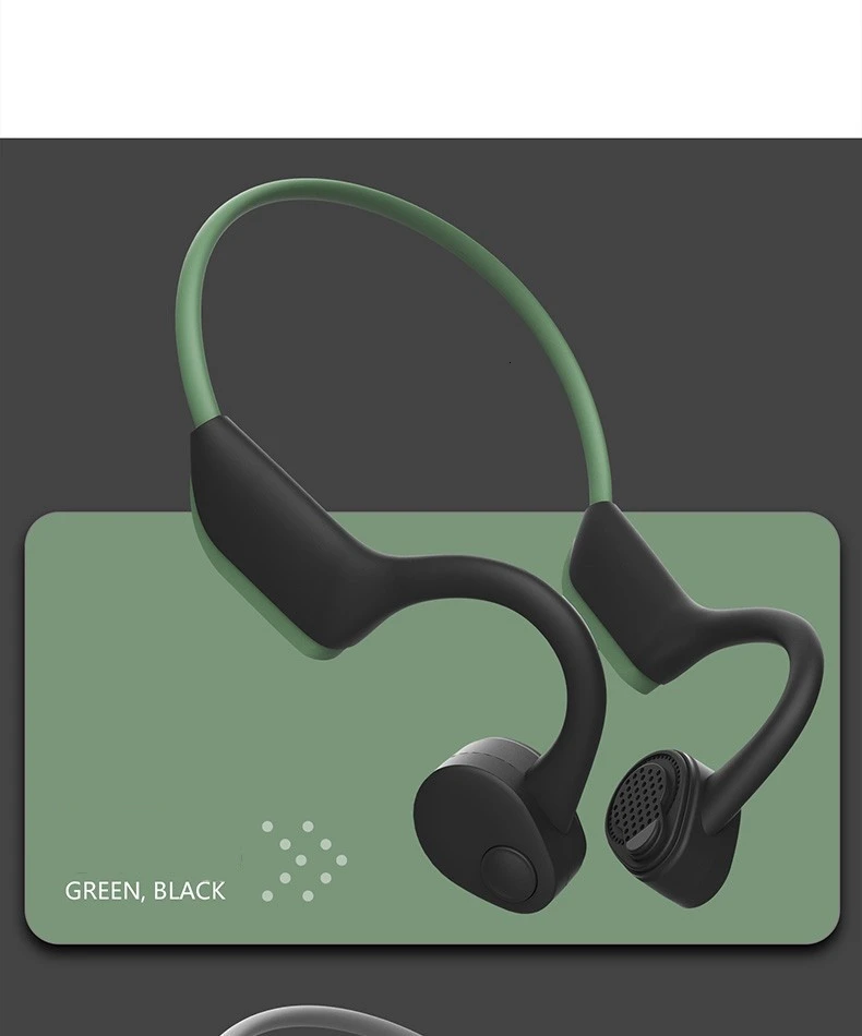 Holy Serpent J20 костной проводимости Беспроводные Bluetooth 5,0 спортивные водонепроницаемые наушники подходят для всех устройств с поддержкой Bluetooth - Цвет: Green-black