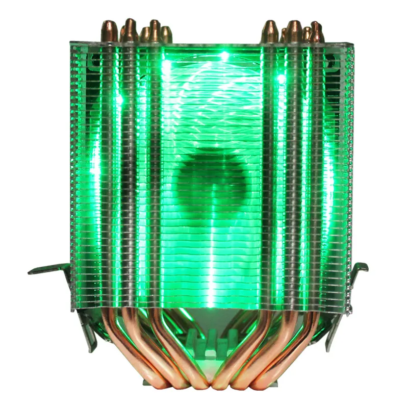 3/4PIN RGB светодиодный Процессор кулер 6-Heatpipe двойная башня 12V 9 см охлаждения радиатора для LGA 1150/1151/1155/1156/775/1366 AMD 2011 - Цвет лезвия: Зеленый