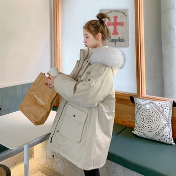 

328# Autumn Winter Cotton Padded Maternity Long Coats Korean Fashion Outwear Clothes for Pregnant Women Warm Loose Pregnancy Top