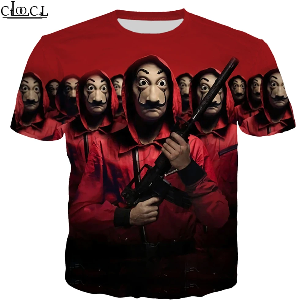 T Shirt 4 La Casa De Papel футболка 3D принт для женщин мужчин короткий рукав Кофты деньги кража бумажный дом Повседневная Уличная Топы - Цвет: T Shirt 4