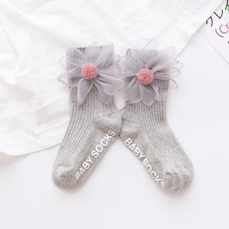 Новые детские носки с бантиками и цветами, гольфы для маленьких девочек хлопковые длинные носки для высоких ботинок для детей, носки принцессы для малышей - Цвет: 6