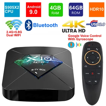 

X10 PRO Smart TV BOX Android 9.0 Amlogic S905X2 Quad Core 4GB RAM 64GB ROM 2.4G/5G Dual WIFI USB3.0 BT4.0 3D 4K HDR Set Top Box