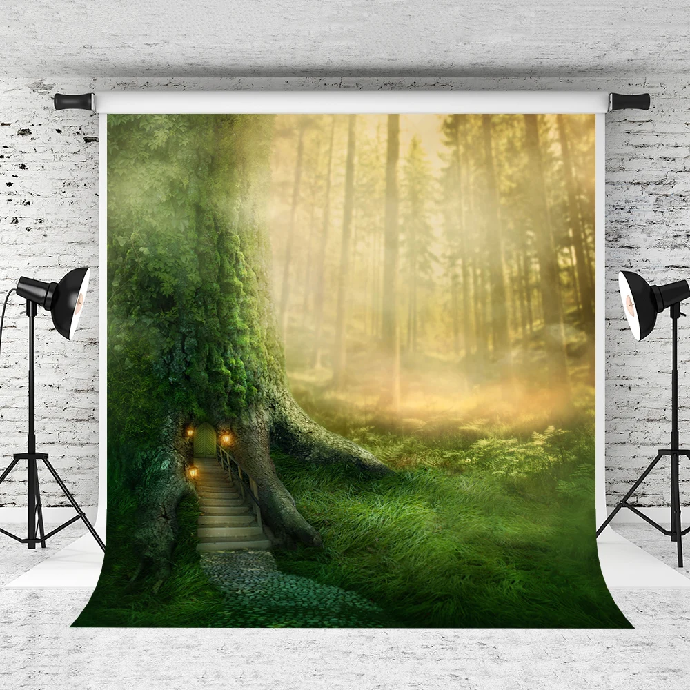 VinylBDS 5X7FT фотографический фон фантазия лес растение дерево дом студия за