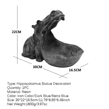 

Abstract Hippopotamus Statue Decoration Resin Artware Sculpture Hippo Statue Decor Key Storage Accessories Home Decoration