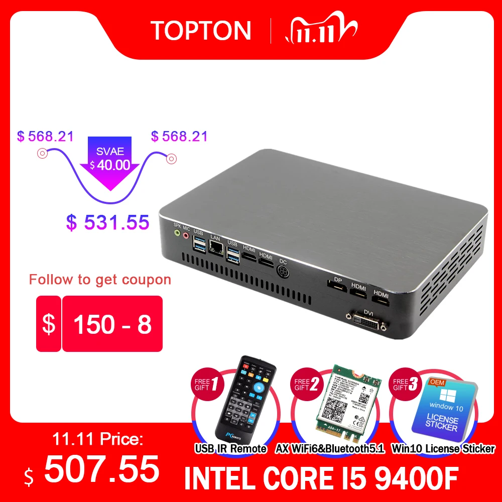 2019 новые игры PC i5 9400F 6 ядер нитей Nvidia GTX 1050TI 4 GB мини компьютер 2 * DDR4 2666 МГц HDMI 0 1 DP DVI Wi