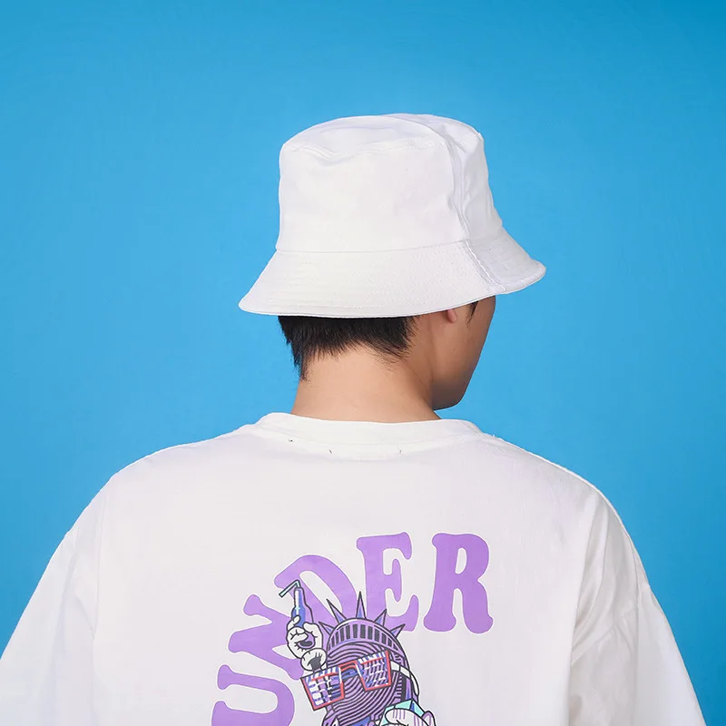 Black White Solid Bucket Hat Unisex Bob Caps Hip Hop Gorros Men Women Summer Panama Cap Beach Sun Fishing Boonie | Аксессуары для