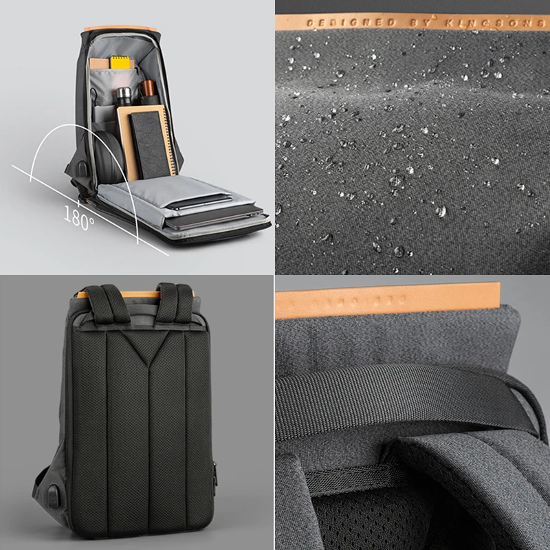 Kingsons-도난 방지 남성용 방수 USB 럭셔리 학교 가방 백팩, 15 노트북 노트북 가방, 2020 신상 여행