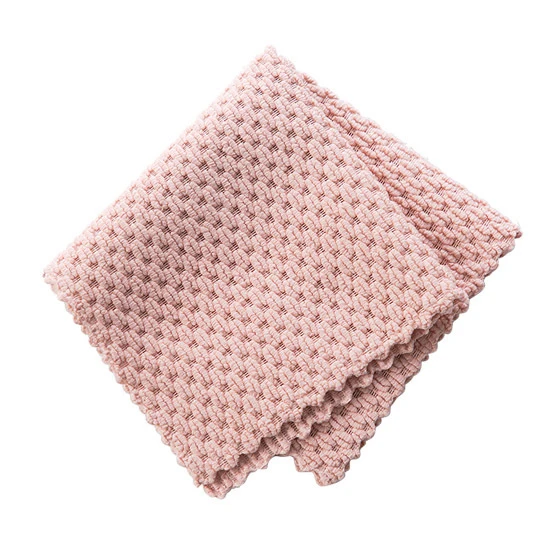 Кухонное полотенце Бытовая миндальная бархатная ткань без масла впитывающая воду ткань для мытья посуды однотонная двухсторонняя Ткань для очистки - Цвет: Pink