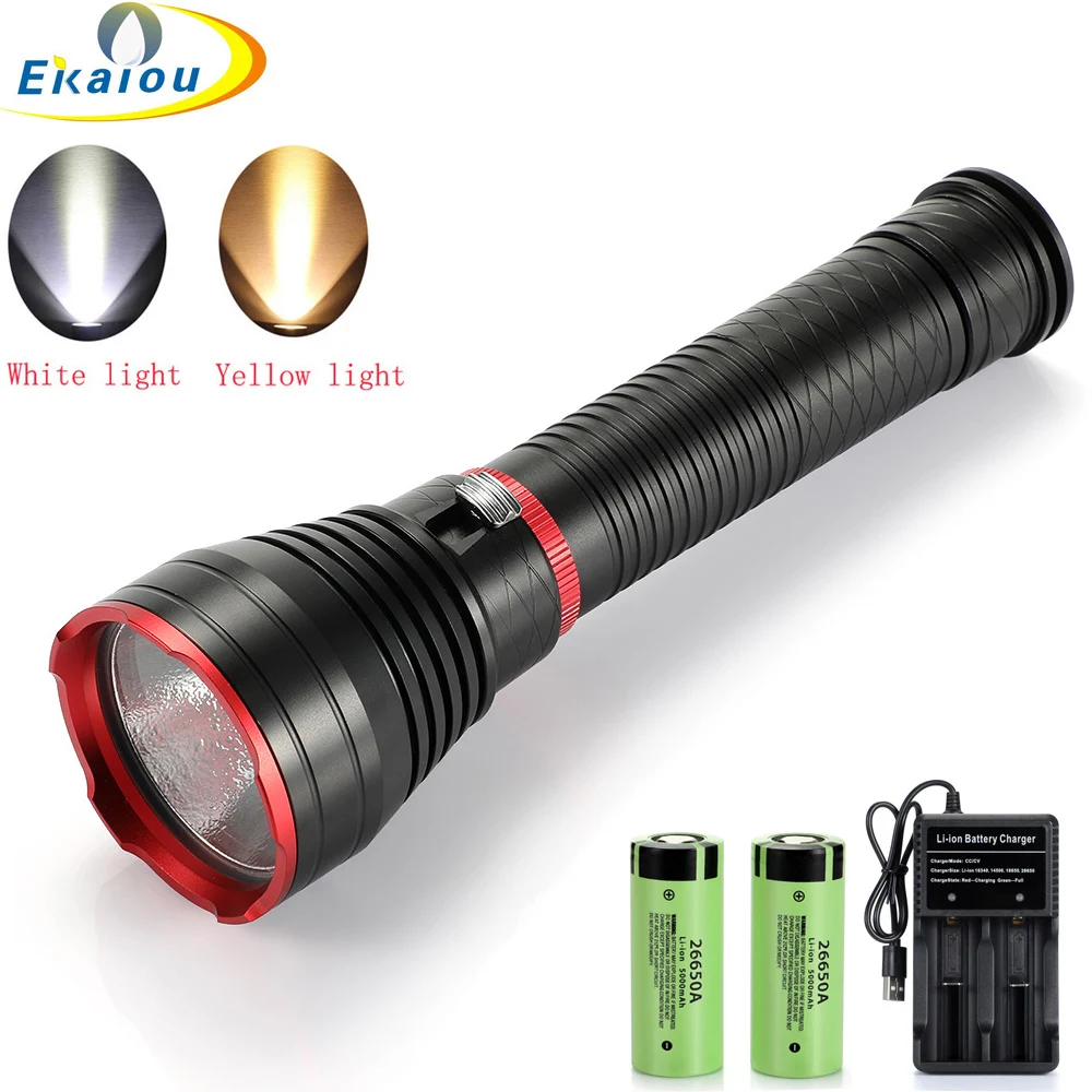 new Long shot diving light XHP70.2 LED Diving Flashlight Underwater waterproof 150m Dive Tactics torch Fishing photography light