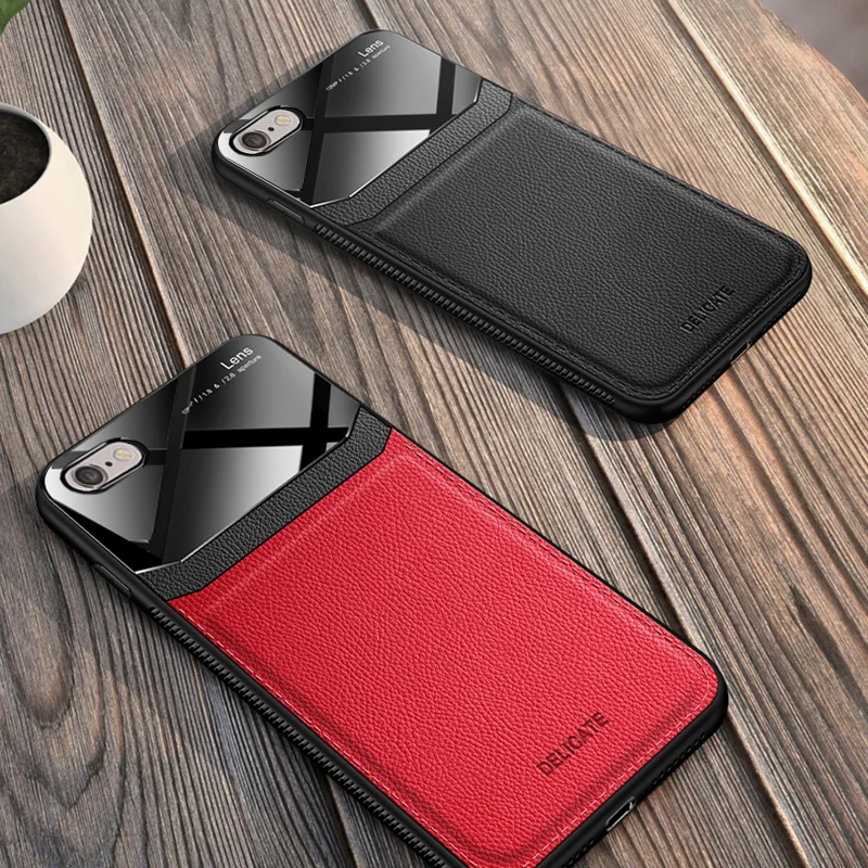 I coque чехол для apple iphone 6 6s s iphone6 plus на кожаном зеркальном стекле Силиконовый