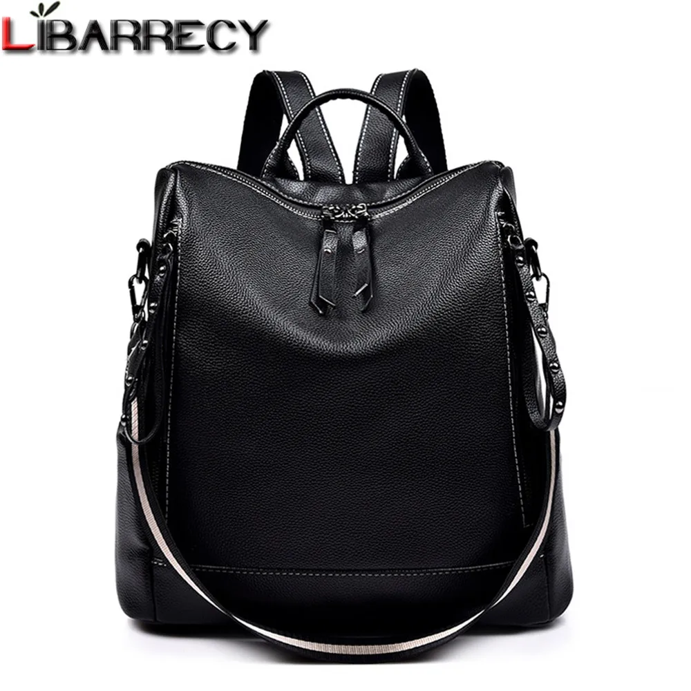 

Multifunction Women Leather Backpack Fashion Rivet Tassel School Bags for Teenager Girls Contrast Color Wide Strap Shoulder Bags