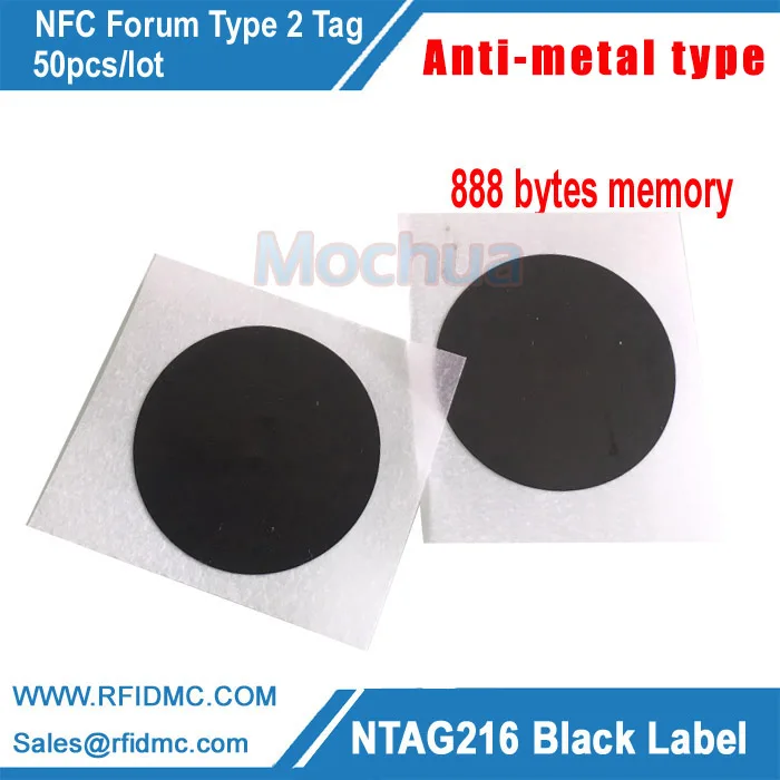 Anti-metal Black NFC NTAG216 Label Sticker Tag Protocol ISO14443A 888 Bytes 30mm Diameter For All Phones | Безопасность и защита