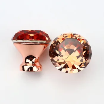 

30mm Diamond Crystal Cabinet Knobs Handles Rose Gold Wardrobe Cupboard Drawer Knobs Pulls Kitchen Furniture Door Handle Hardware