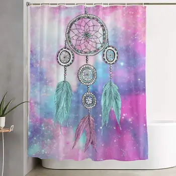 

Polyester Shower Curtain Galaxy Dream Catcher Waterproof Bath Curtain with Hooks 60''W X 72''H