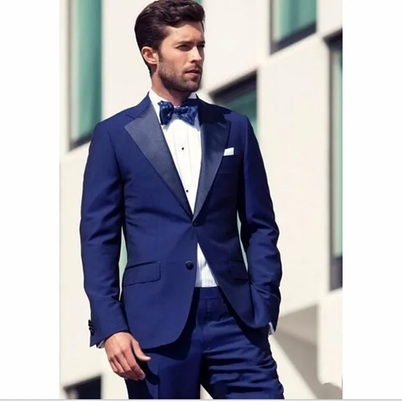 

Royal blue Mens Dinner Party Prom Suits Groom Tuxedos tuxedo jacket men Groomsmen Wedding Blazer men suit (Jacket+Pants)