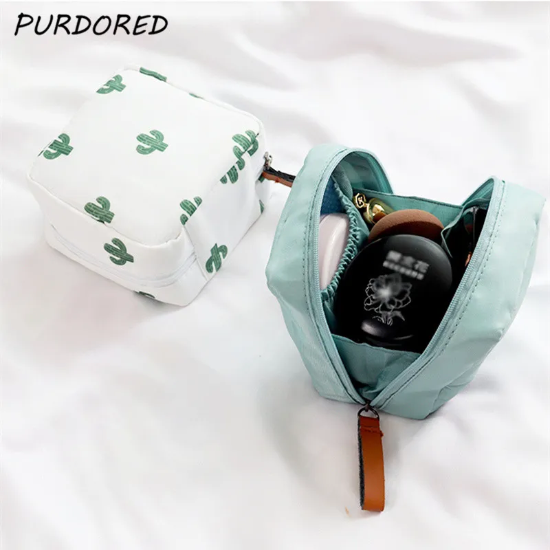 PURDORED 1 шт. мини косметичка с кактусом женская розовая полосатая помада