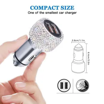 

1pcs Dual USB Car Charger Adapter 3.1A Auto Vehicle Metal Charger For Smart Phone/Tablet Fast Charging 2 Port USB Mini Charger