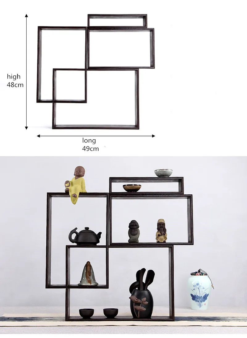Современной плотной древесины черный Полки Полка минималистский декор чайный набор стеллажи деревянный магазин домашняя организация и стеллаж для хранения
