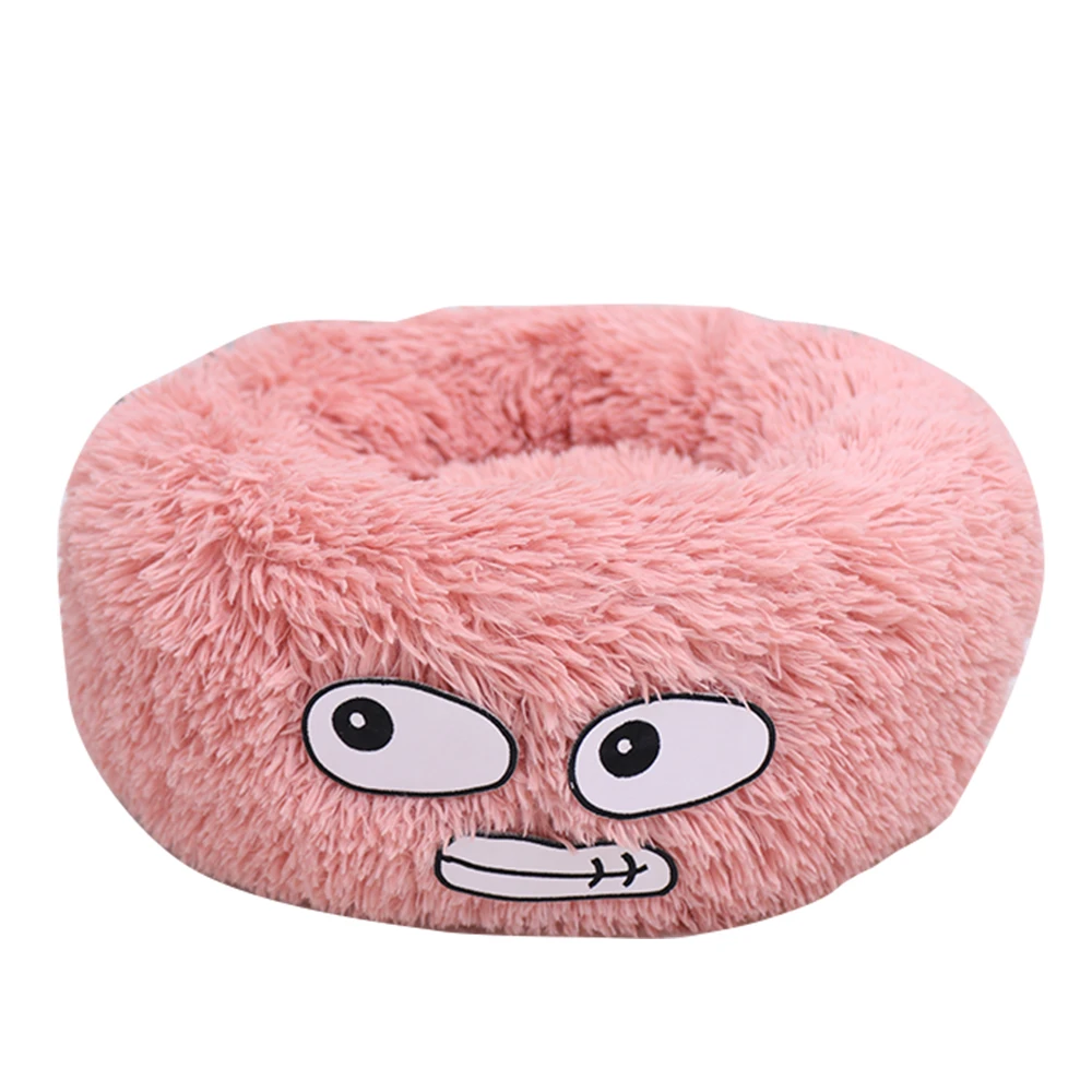 B-pink1 Круглые плюшевые кровати для кошек, круглая кровать для собак, для маленьких собак, кошек, мягкая длинная плюшевая кровать для кошек, зимнее теплое спальное место, коврик для щенка - Цвет: B-pink1