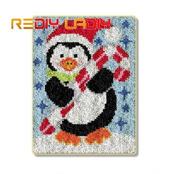 

Latch Hook Rug Kits Crocheting Carpet Rug Santa Penguin Acrylic Yarn Pre-Printed Canvas Cushion Mat DIY Crochet Tapestry Crafts