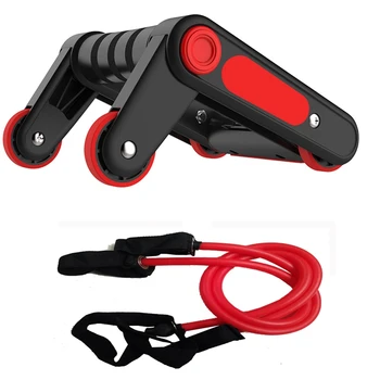 

Multifunctional Folding Abdominal Wheel Push-Ups Integrated Abdominal Muscle Training Device with Auxiliary Rope