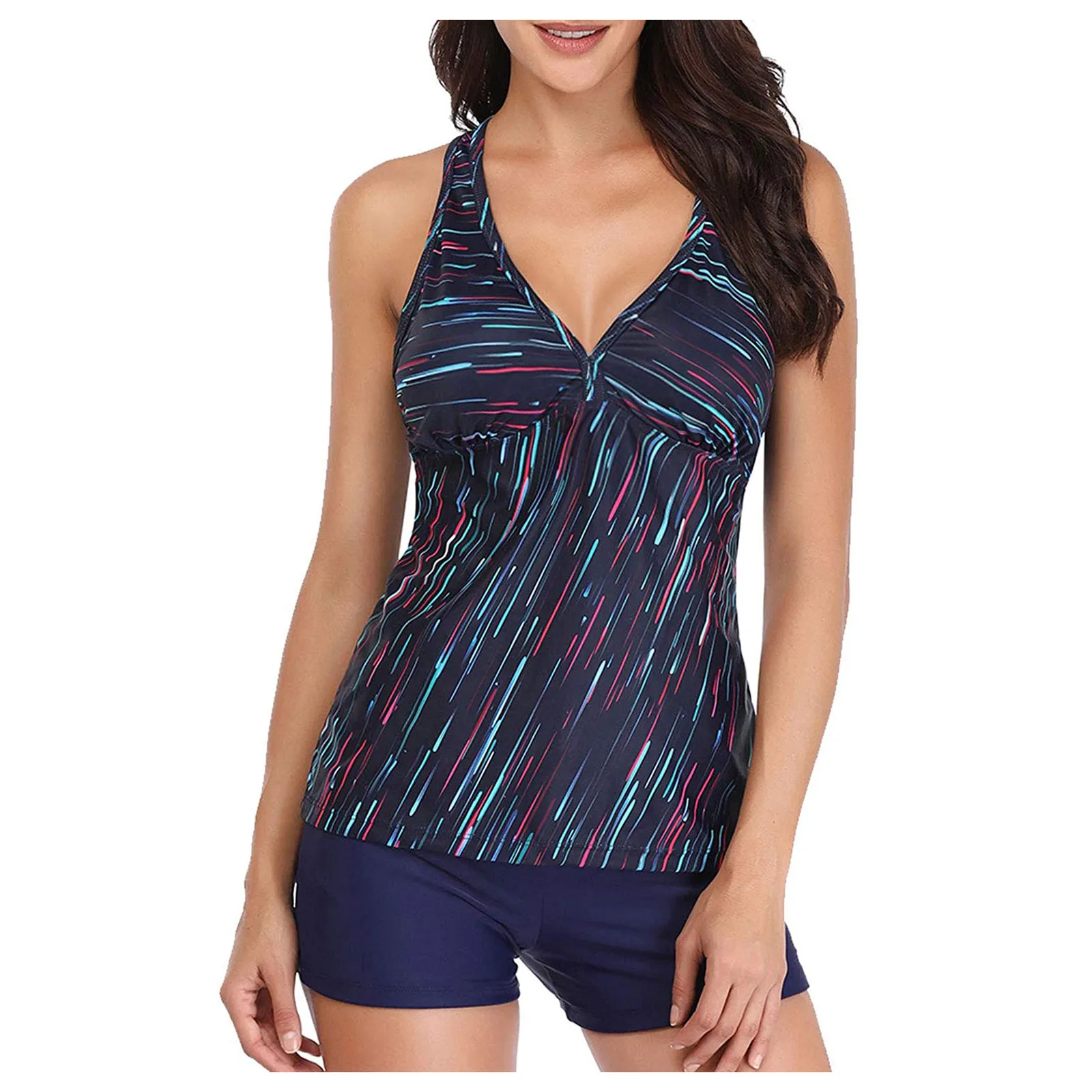 ÷     Tankini Tummy Ʈ  ũ ž Ʈ ָ  ݹ Two Piece Bathing Suit