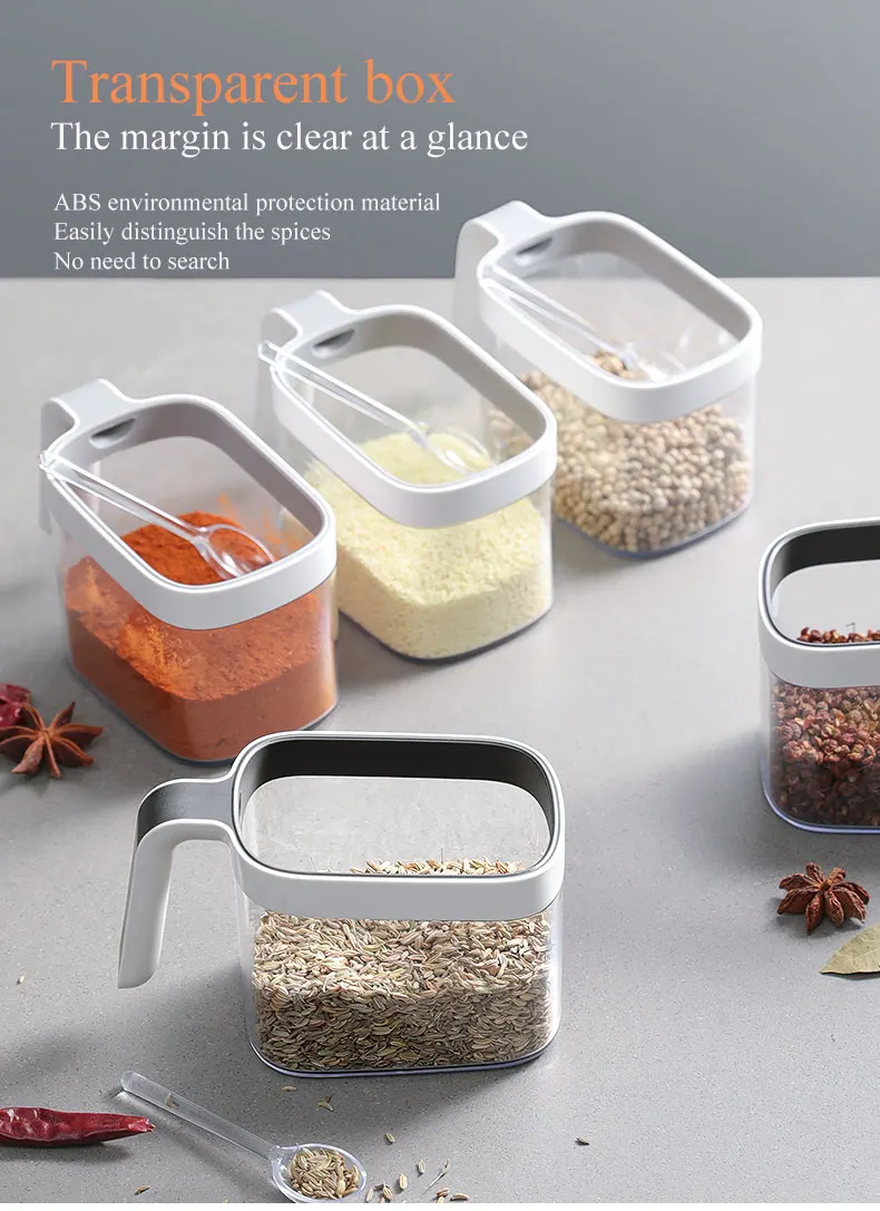Ecoco Wall Mount Spice Rack Sugar Bowl Salt Shaker Seasoning Container Spice Boxes description image 5