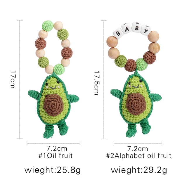 1 Pc Customized Baby Name Teether Bracelet Avocado Beech Wooden Pendant Newborn Rattle Toys Infant Teething Rattle Shower Gift 6