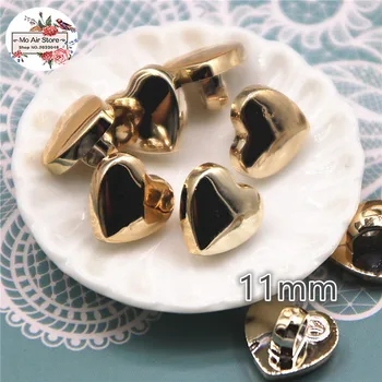 

11mm 50pcs Fashion heart golden plastic shank button for shirt,sewing button,garment accessories