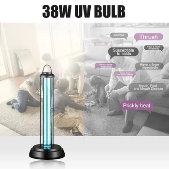 

Mobile UV Lamp Light 220V 38W Remote Household Portable for Bedroom Kitchen Office JDH99