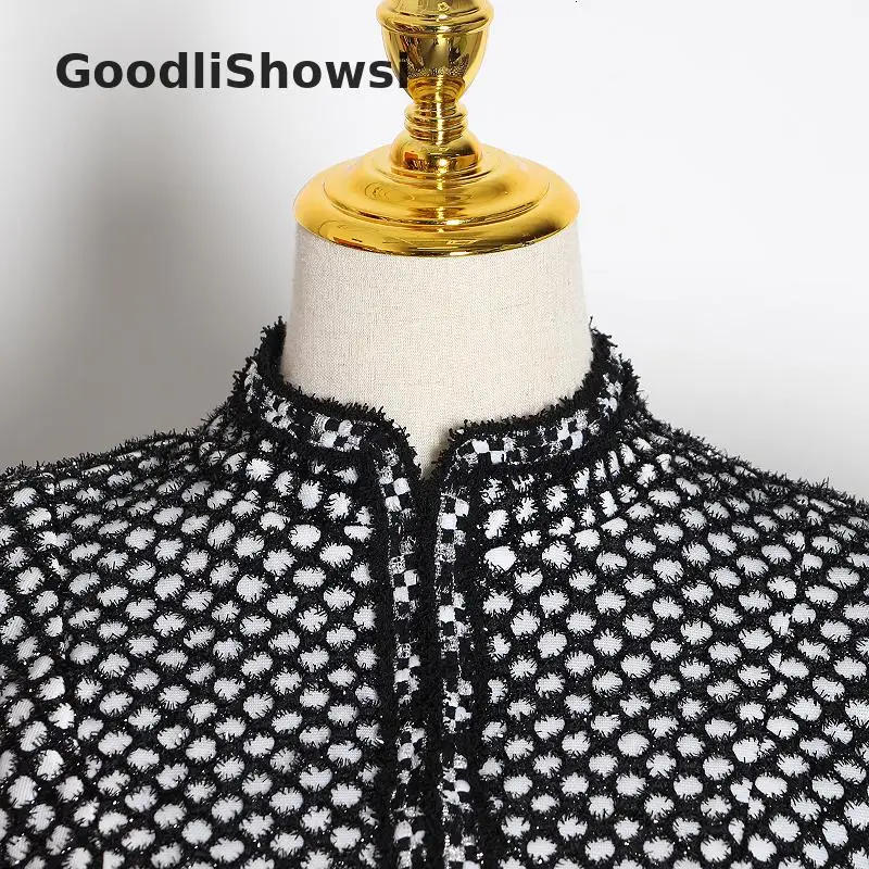 GoodliShowsi Высокая уличная мода клетчатые пышные куртки со стоячим воротником с длинным рукавом сексуальный укороченный топ женские шикарные укороченные куртки