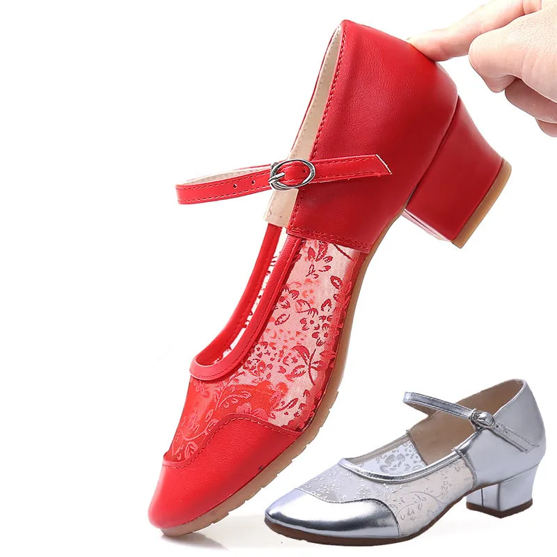 New Ladies Square Dancing Shoes Four Season Woman Red Soft Bottom Dance