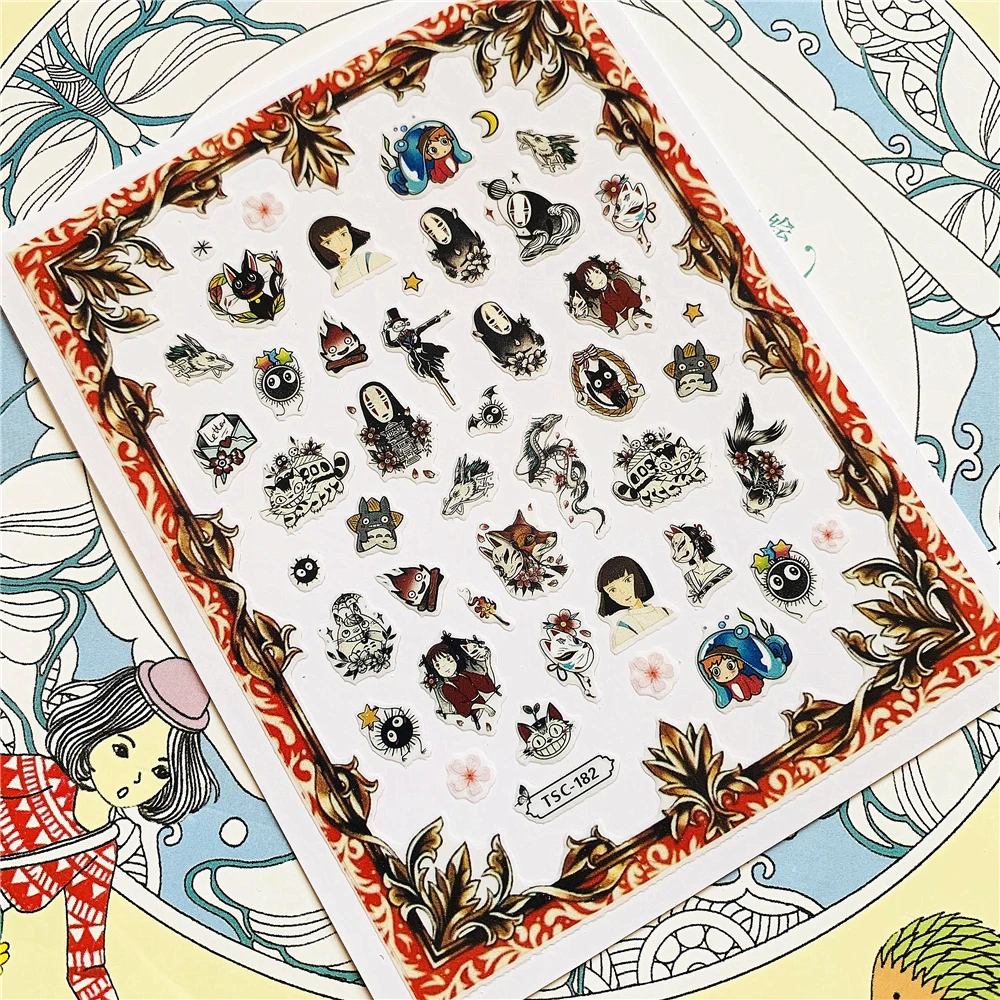 TSC-182 Faceless man twins old woman small briquettes 3D Back glue Nail Art Stickers Decals Sliders Nail ornament decoration