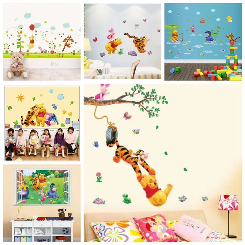 

3D Baby Bear cartoon Winnie Pooh HOME bedroom decals wall stickers for kids rooms wall decals nursery party supply gifts poster