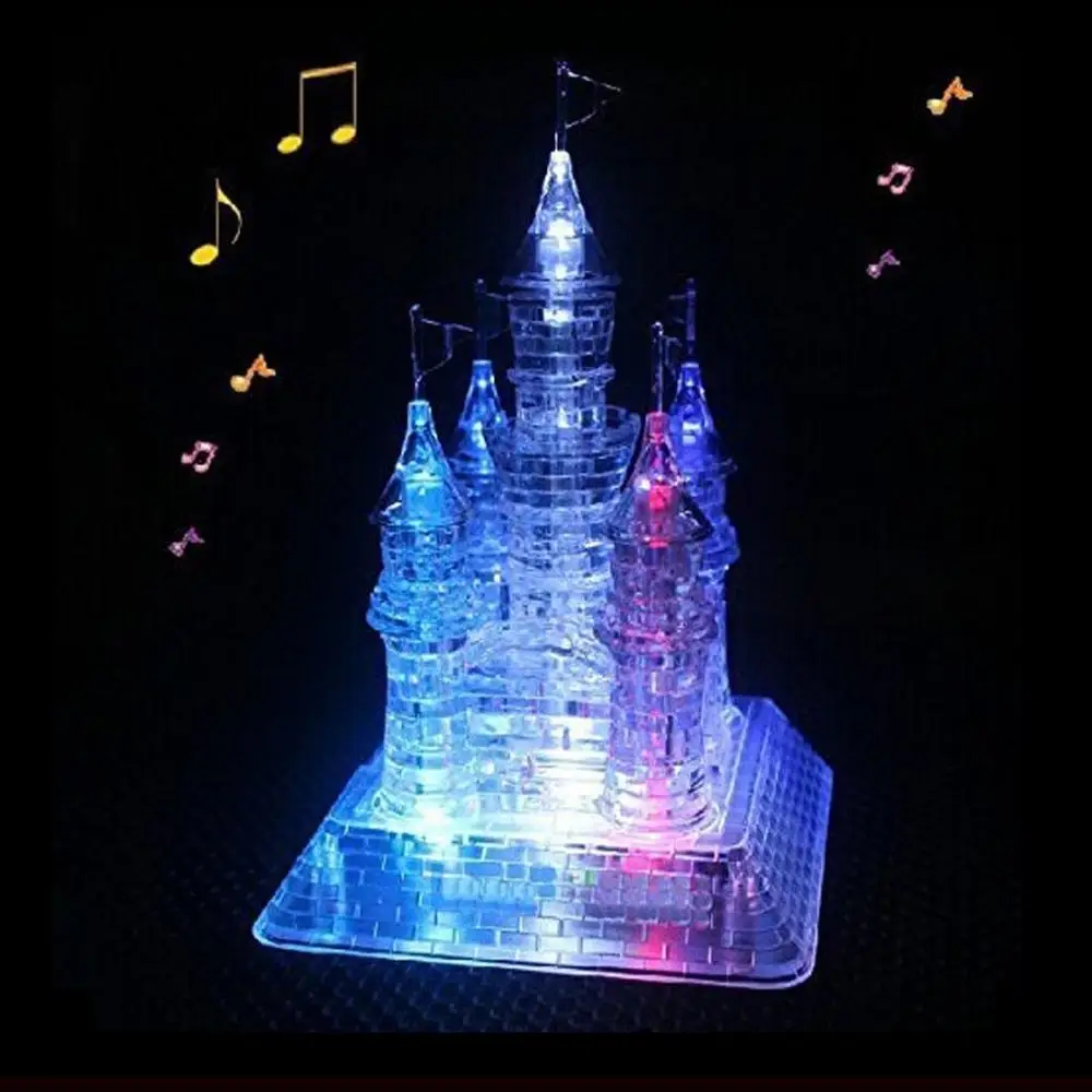 

Crystal Puzzle DIY Beautiful Castle Building 3D Jigsaw Assembled Puzzles with Musical & Flashing Light Intelligence Toy Kid Gift