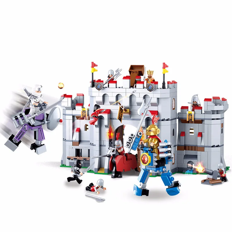 

Sluban 877pcs Assassin Legendary mini bricks architecture toys Sacred Battle Fighting Blocks kids castle Boy Toys