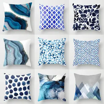 

Blue Abstraction Pattern Cushion Pillowcase Back Cushion Car Sofa Bedroom Seat Office Pillowcase Simple Home Decor 45*45 cm