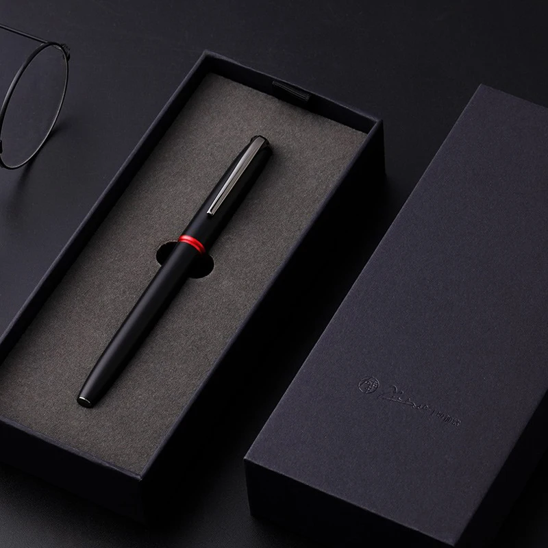 Picasso 916 Pimio Classic Metal Roller Ball Pen Titanium Black Matte Barrel & Red Ring For Business Writing Pen With Gift Box